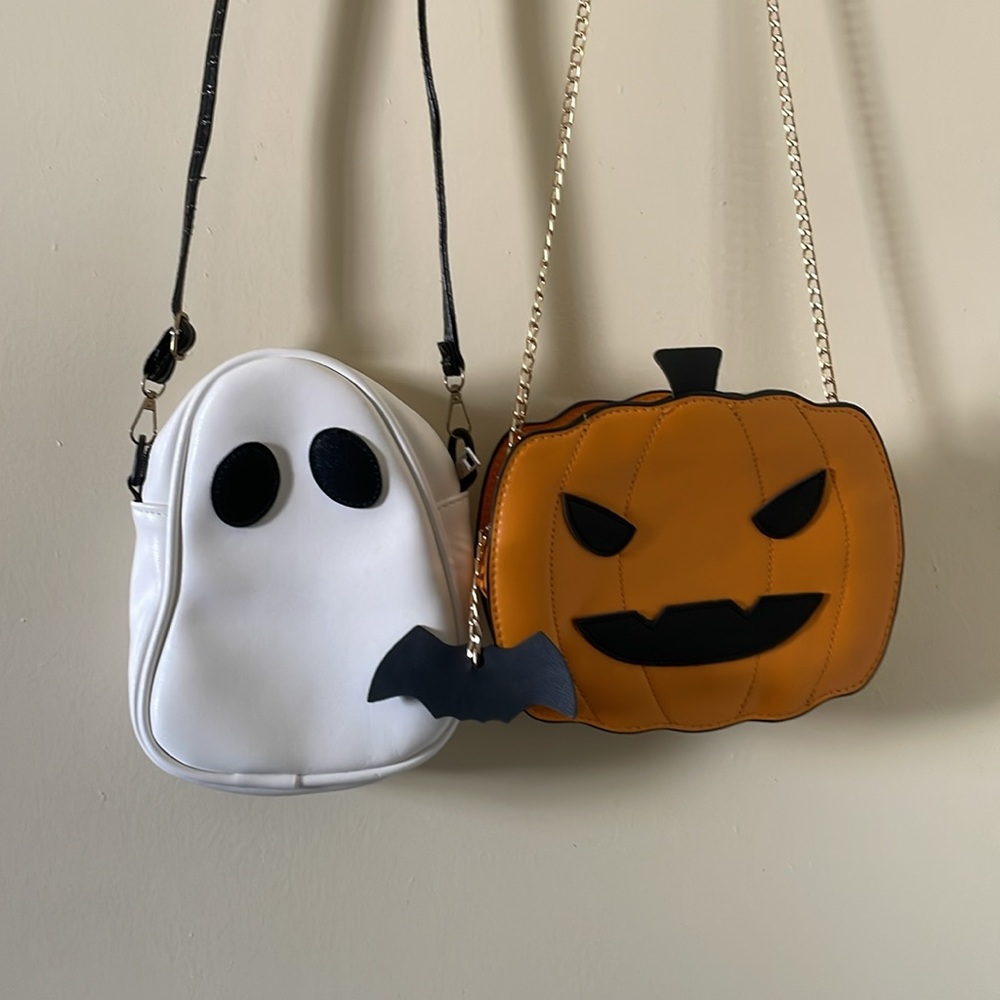 Halloween crossbody bags. Ghost and Pumpkin crossbody bags.